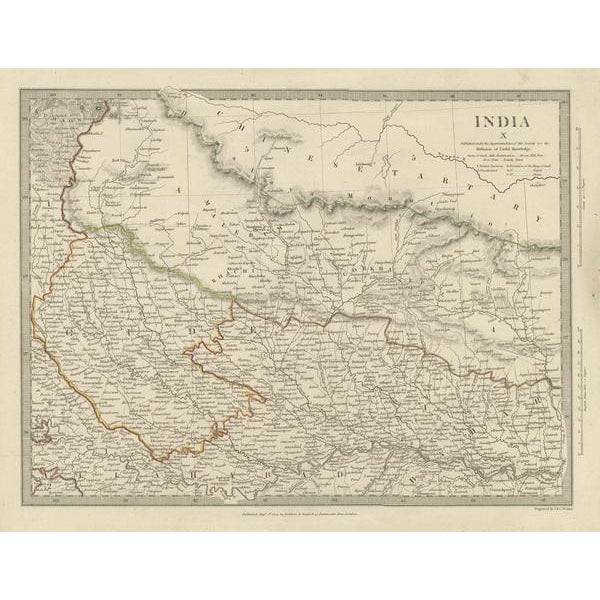 Early 19th Century Antique Map of Bahar Region, 1834 For Sale - Image 5 of 6