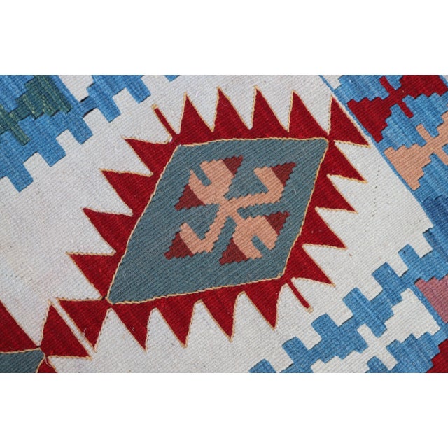 1980s 1980s Geometric Hand Knotted Wool Small Kilim Rug For Sale - Image 5 of 7