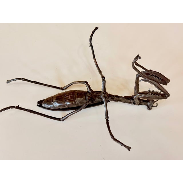 Metal Large Japanese Articulate Bronze Praying Mantis Jizai Yasunosuke Ryubundo VI For Sale - Image 7 of 14