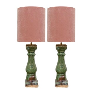 Glazed Ceramic Table Lamps, Set of 2