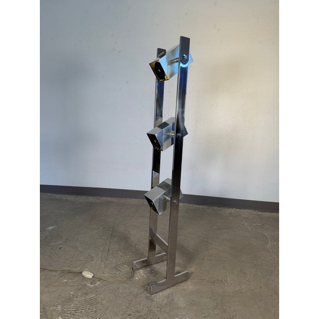 Metal Mid Century Chrome Space Age 3 Light Floor Lamp For Sale - Image 7 of 12
