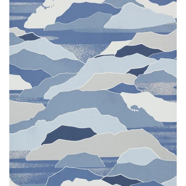 Sample - Lelievre for The House of Scalamandré Colline Wallcovering, Bleute For Sale