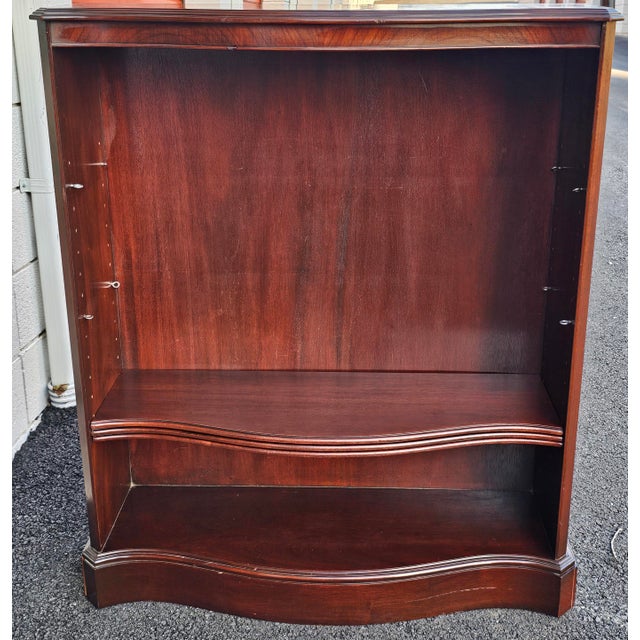 Brown Mid-20th Century Federal Style Solid Mahogany Medium Size Serpentine Bookcase For Sale - Image 8 of 11