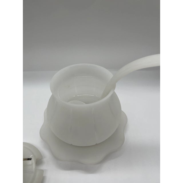 Early 20th Century Antique Sterling Silver Mounted Opaline Glass Sauce Tureen For Sale - Image 5 of 8