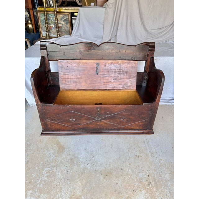 Brown 18th Century Italian Walnut Bench For Sale - Image 8 of 12