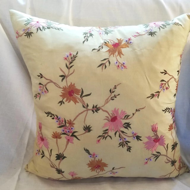 Pair of Embroidered Silk Throw Pillows For Sale - Image 4 of 10