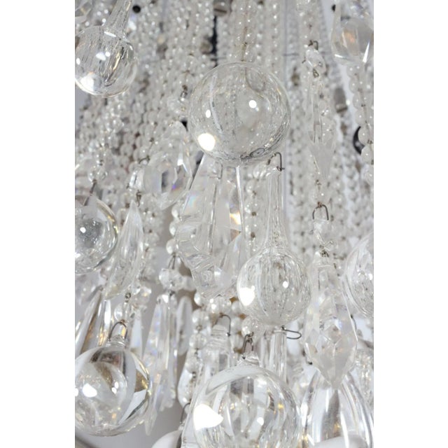 Mid 20th Century Waldorf Astoria Round Crystal Satin Nickel Chandelier For Sale In New York - Image 6 of 11