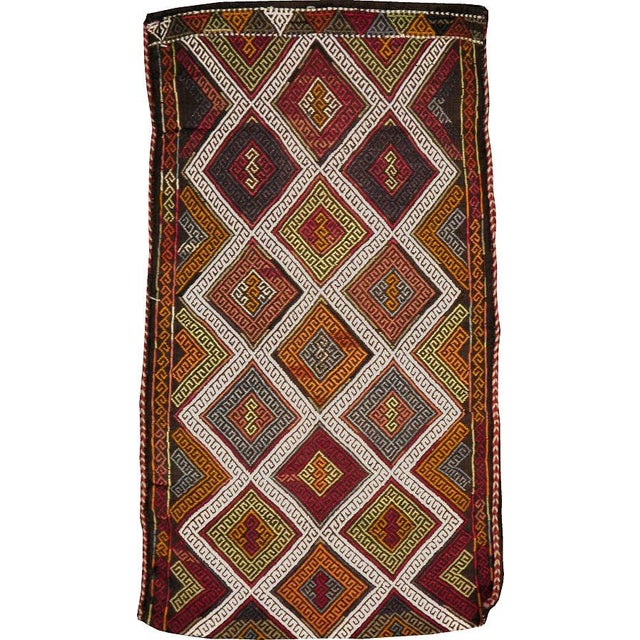 A pair of antique Turkish flatweave Kilim pillowcases. Verneh technique with floated and wrapped wefts over a plainweave...
