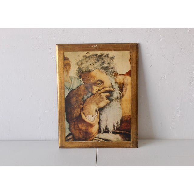 1960s Vintage Italian Sistine Chapel Michelangelo Mounted Gilded Prints- Set of 4 For Sale - Image 5 of 9
