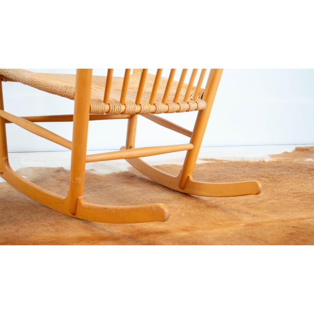 1960s Vintage Hans Wegner Model J16 Rocking Chair For Sale - Image 10 of 16