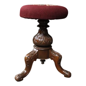 Walnut & Needlepoint Stool