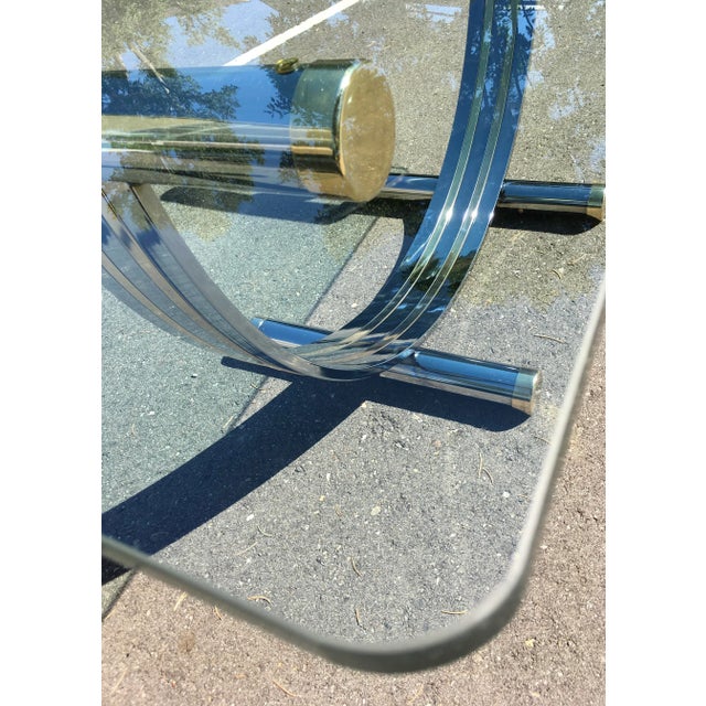 Metal Chrome & Brass U-Shaped Dining Table Manner of Romeo Rega Italy For Sale - Image 7 of 13