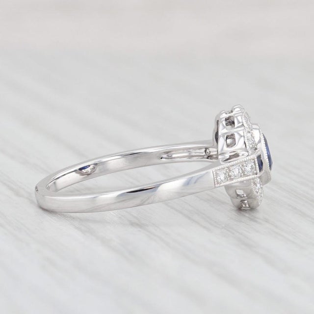 2020s New Beverley K 0.85ctw Sapphire Diamond Halo Ring 14k Gold Engagement Size 7.25 For Sale - Image 5 of 8