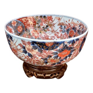 Antique Late Edo Japanese Imari Dragon Porcelain Bowl For Sale