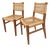 Mid-Century French Woven Abaca and Oak Side Chairs attributed to Adrien Audoux & Frida Minet, 1950s, Set of 2 For Sale
