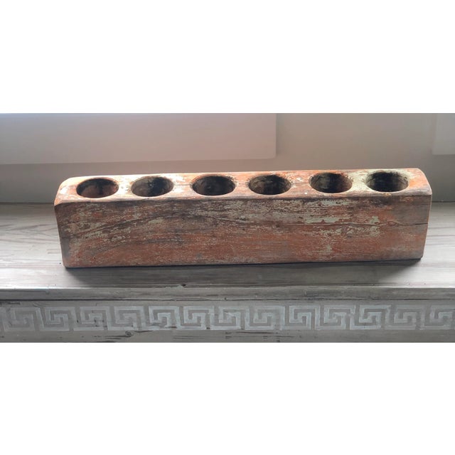 Vintage Rustic Six Hole Sugar Mold in Farmhouse White and Persimmon For Sale - Image 9 of 11