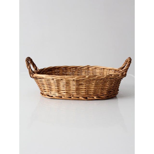 Vintage Wicker Gathering Basket For Sale - Image 4 of 10