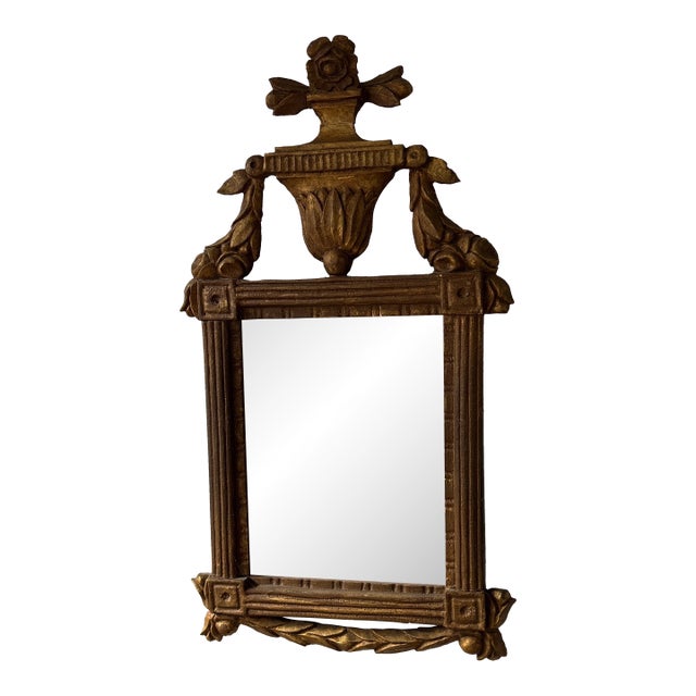 Mid 19th Century Neoclassical Urn and Floral Carved Gilt Mirror For Sale
