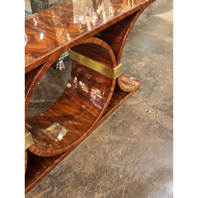 Brown MCM Art Deco Style Black Walnut Console For Sale - Image 8 of 9