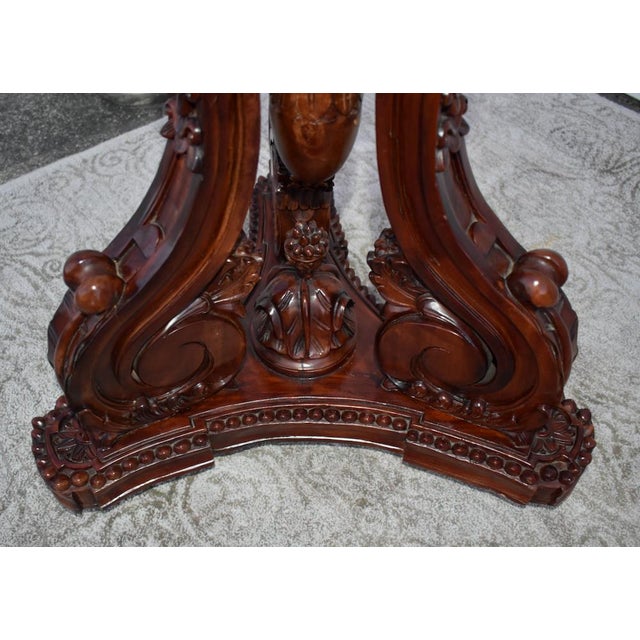 Brown Vintage Carved Mahogany Regency Style Tall Pedestal/Plant Stand For Sale - Image 8 of 11