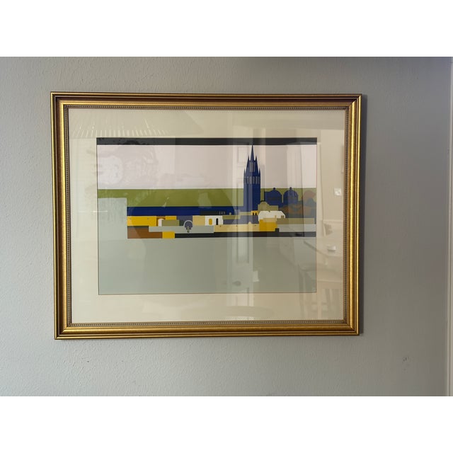 1980s Modernist Serigraph “Distant Land, New Skies” #51/150 Signed by Janice Wetzel – Custom Framed For Sale - Image 13 of 14