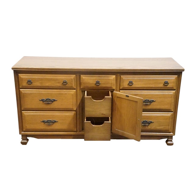 Sumter Cabinet Co. Solid Oak Mediterranean Style 63" Triple Dresser For Sale In Kansas City - Image 6 of 15