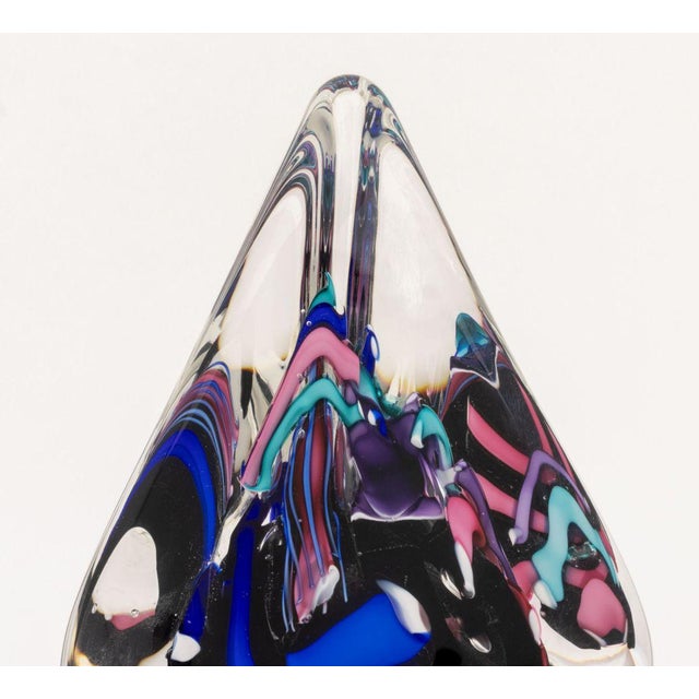 Michael Schmidt and Sonia Rhea Art Glass Sculpture, 1995, abstract pyramidal form with encased polychrome glass swirls,...