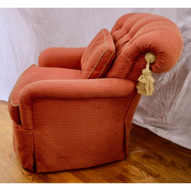 Contemporary Vintage Lillian August Collection Button Tufted Arm Chair For Sale - Image 3 of 6
