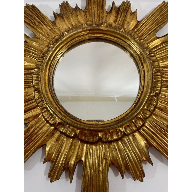 1960s Mid Century Italian Giltwood Sunburst Wall Mirror For Sale - Image 6 of 17