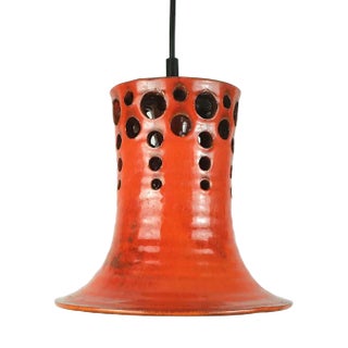 Mid-Century Pendant Light with Orange Ceramic Shade, 1970s For Sale