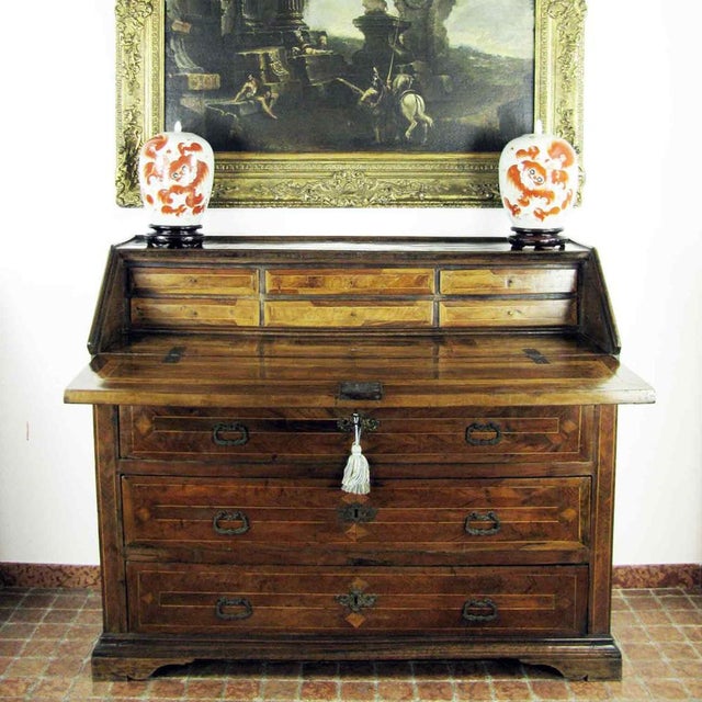 Antique Walnut Secretaire, 1700s For Sale - Image 3 of 10