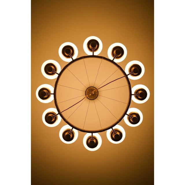 Scandinavian Modern Hanging Lamp in Brass and Opaline Glass by Hans Bergström, 1940s For Sale - Image 6 of 13