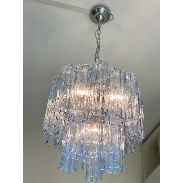 Blue Murano Glass Tronchi Chandelier in the style of Venini by Simoeng For Sale - Image 3 of 13