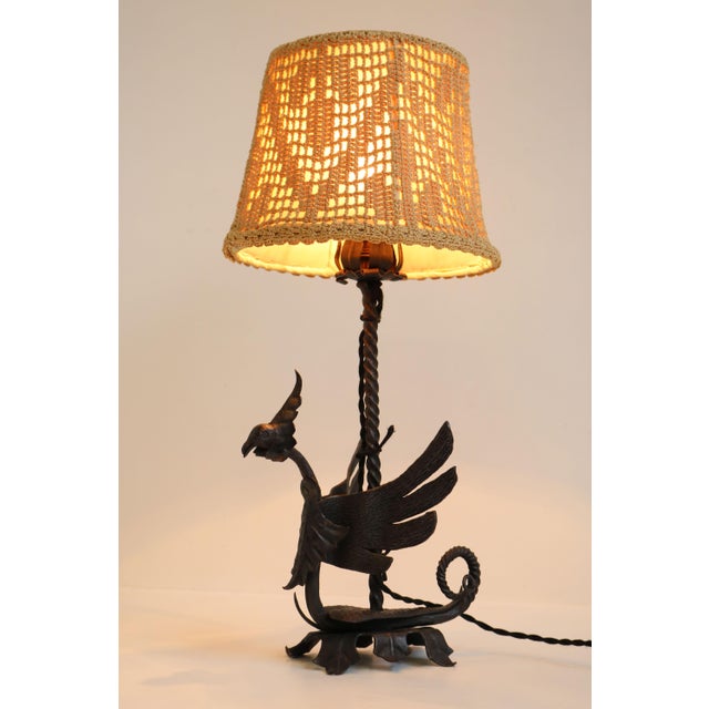 Arts and Crafts Table Lamp in Wrought Iron by Umberto Bellotto, 1910 For Sale - Image 4 of 15