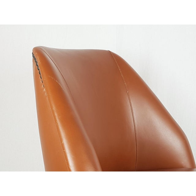Metal Vintage Campanula Chairs in Brown Leather and Brass by Carlo Pagani for Arflex, 1952, Set of 2 For Sale - Image 7 of 12