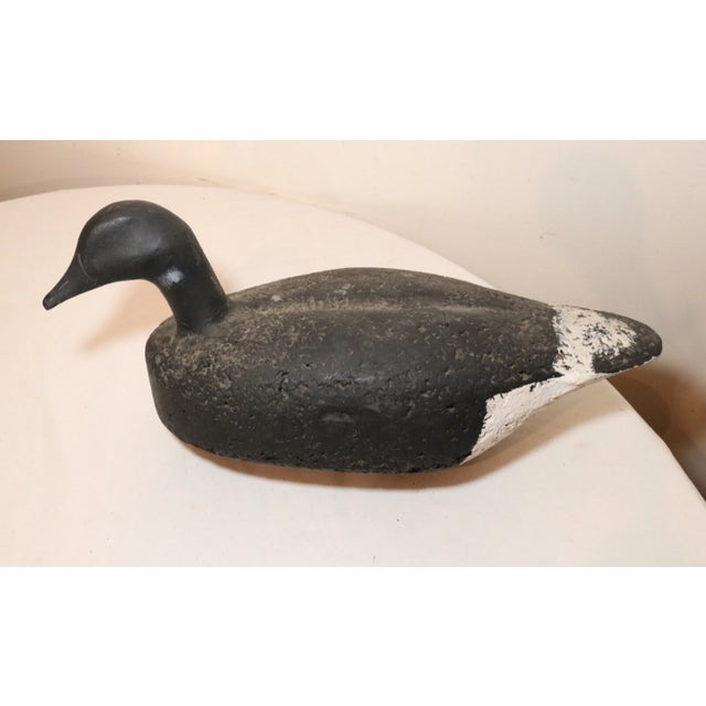 Folk Art Antique Hand Carved Wood Folk Art Black Goose Duck Decoy Bird Sculpture SDG For Sale - Image 3 of 12