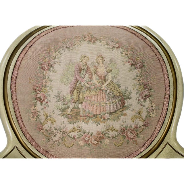 Antique Louis XVI Style Painted Aubusson Fauteuil Armchair For Sale In San Diego - Image 6 of 11