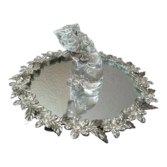 1980s Exquisite Signed Steuben Ny Sitting Cat Figurine For Sale