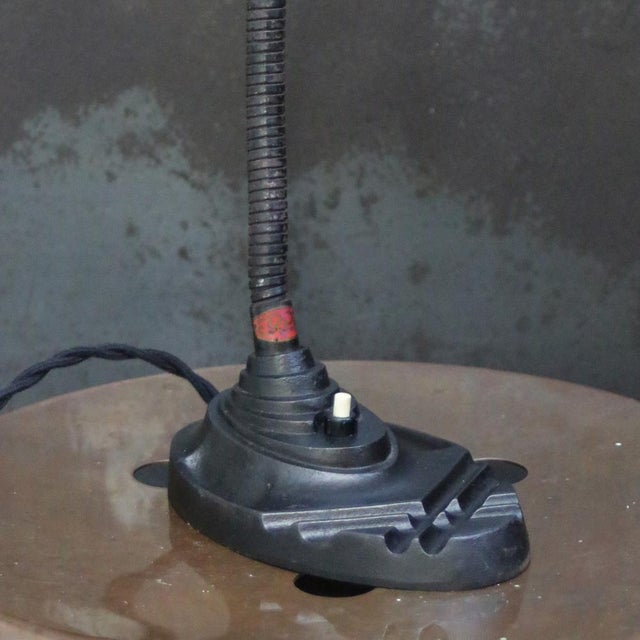 Art Deco Belgian Table Lamp in Cast Iron and Frosted Glass For Sale - Image 6 of 8