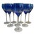 Vintage Blue Etched Crystal Stemware, Set of 8 For Sale