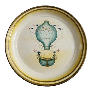 X Large Antique French Papier Mache' Lacquered Hot Air Balloon Tray 20.5" For Sale