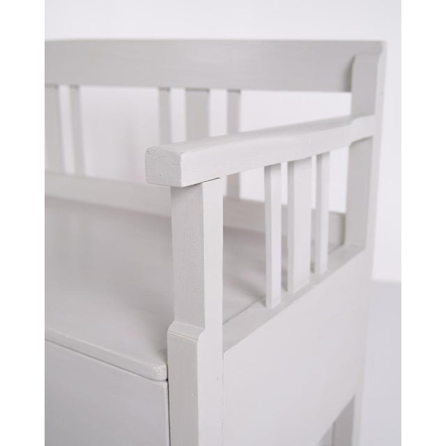 Antique Grey Storage Bench in Pine Wood, 1860s For Sale - Image 6 of 11