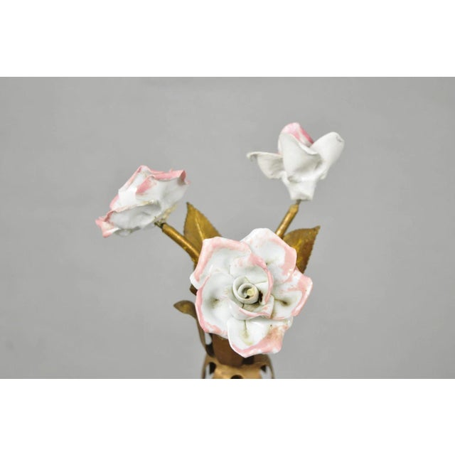 Mid 20th Century Vintage Italian Hollywood Regency Gold Tole Metal 4 Tier Lighted Etagere Curio For Sale - Image 5 of 18