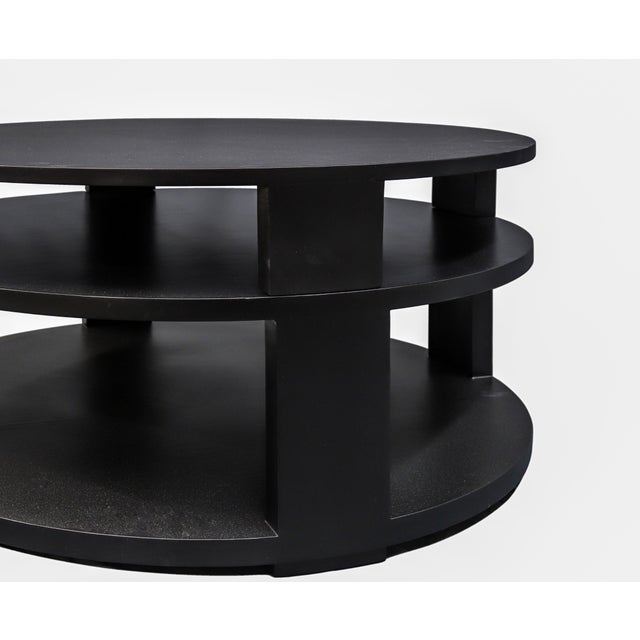 Vintage Circular Wooden Coffee Table in Black Finish For Sale In New York - Image 6 of 6