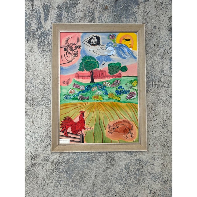 1980s 1980s Surrealist Outsider Art Original by Bj For Sale - Image 5 of 7