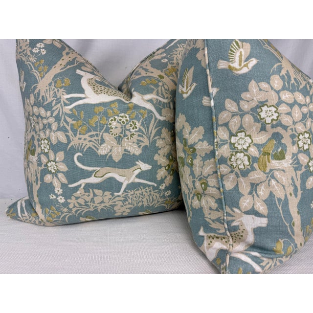 Transitional Lee Jofa "Mille Fleur Print" 22" Pillows-a Pair For Sale - Image 3 of 3