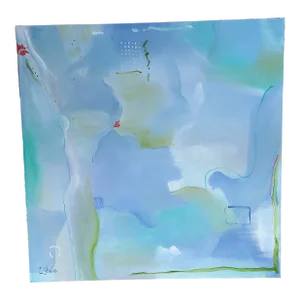 Blue and Green Abstract Painting by Christine Frisbee - Great Minds Meet