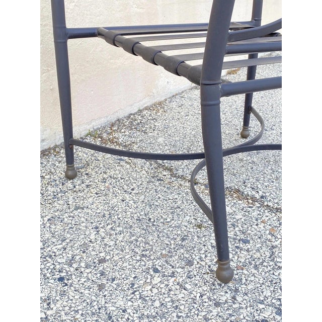 Metal Neoclassical Regency Aluminum & Steel Metal Outdoor Patio Arm Chair - Set of 4 For Sale - Image 7 of 12