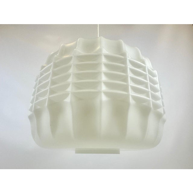 White Large Milk Glass Pendant Lamp from Osvětlovací Sklo Valašské Meziříčí, 1960s For Sale - Image 8 of 9