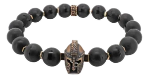 Black Onyx Stone Gladiator Charm Beaded Bracelet